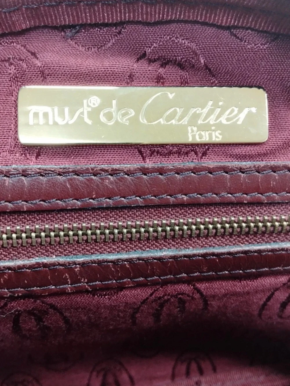 Cartier Shoulder Bag Bordeaux Leather